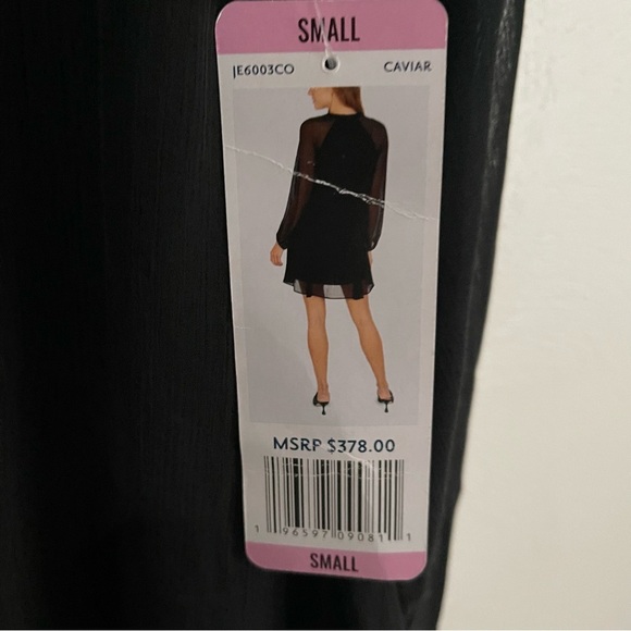 New Joie Black Caviar Sheer Balloon Sleeve Button Front Midi Dress size small - Picture 3 of 8